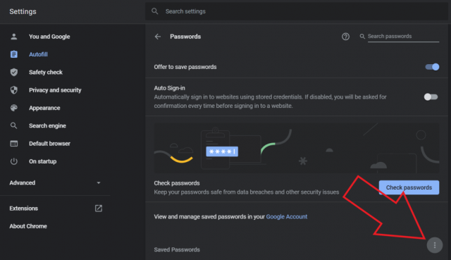 chrome settings passwords vs passwords google